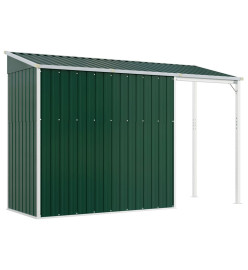 Abri de jardin avec toit prolongé vert 277x110,5x181 cm acier