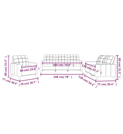 Ensemble de canapés 3 pcs avec coussins Cappuccino Similicuir