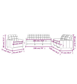 Ensemble de canapés 3 pcs avec coussins Marron Tissu