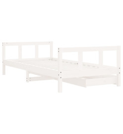 Cadre de lit d'enfants tiroirs blanc 90x190 cm bois pin massif