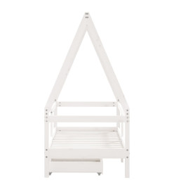 Cadre de lit enfant tiroirs blanc 70x140 cm bois de pin massif