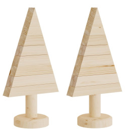 Arbres de Noël en bois pour décoration 2 pcs 30 cm pin massif