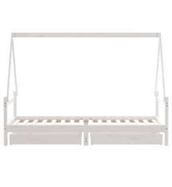 Cadre de lit enfant tiroirs blanc 80x200 cm bois de pin massif