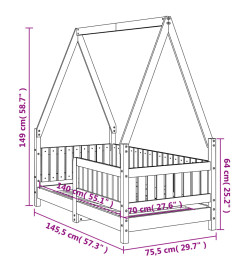 Cadre de lit pour enfant blanc 70x140 cm bois de pin massif