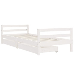 Cadre de lit enfant tiroirs blanc 90x200 cm bois de pin massif