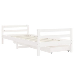 Cadre de lit enfant tiroirs blanc 90x200 cm bois de pin massif