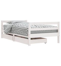 Cadre de lit pour enfant tiroirs blanc 80x160cm bois pin massif