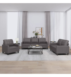 Ensemble de canapés 3 pcs avec coussins Gris Similicuir