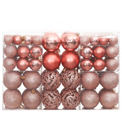 Boules de Noël 100 pcs rose et rosé 3 / 4 / 6 cm