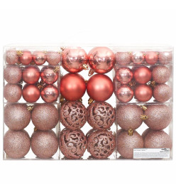 Boules de Noël 100 pcs rose et rosé 3 / 4 / 6 cm