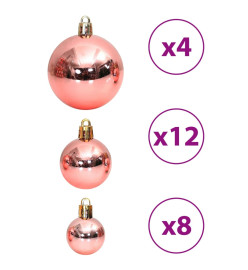 Boules de Noël 100 pcs rose et rosé 3 / 4 / 6 cm