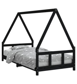 Cadre de lit pour enfants noir 90x190 cm bois de pin massif