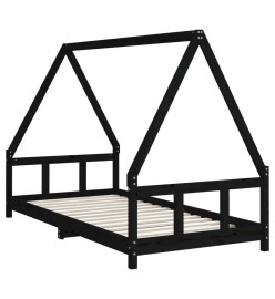 Cadre de lit pour enfants noir 90x190 cm bois de pin massif