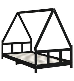 Cadre de lit pour enfants noir 90x190 cm bois de pin massif