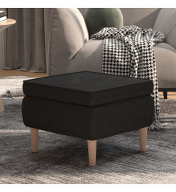 Tabouret avec pieds en bois Noir Tissu