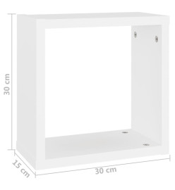 Étagères cube murales 2 pcs Blanc 30x15x30 cm