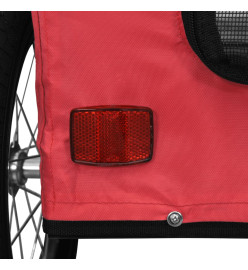 Remorque de vélo pour chien rouge tissu oxford et fer