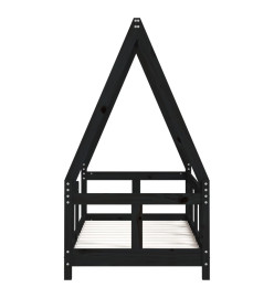 Cadre de lit pour enfant noir 70x140 cm bois de pin massif