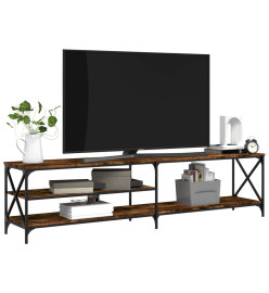 Meuble TV chêne fumé 200x40x50 cm bois d'ingénierie et métal