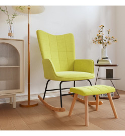 Chaise à bascule avec tabouret Vert Tissu