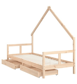 Cadre de lit pour enfants gris 80x200 cm bois de pin massif