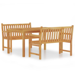 Ensemble à dîner de jardin 3 pcs Bois de teck massif