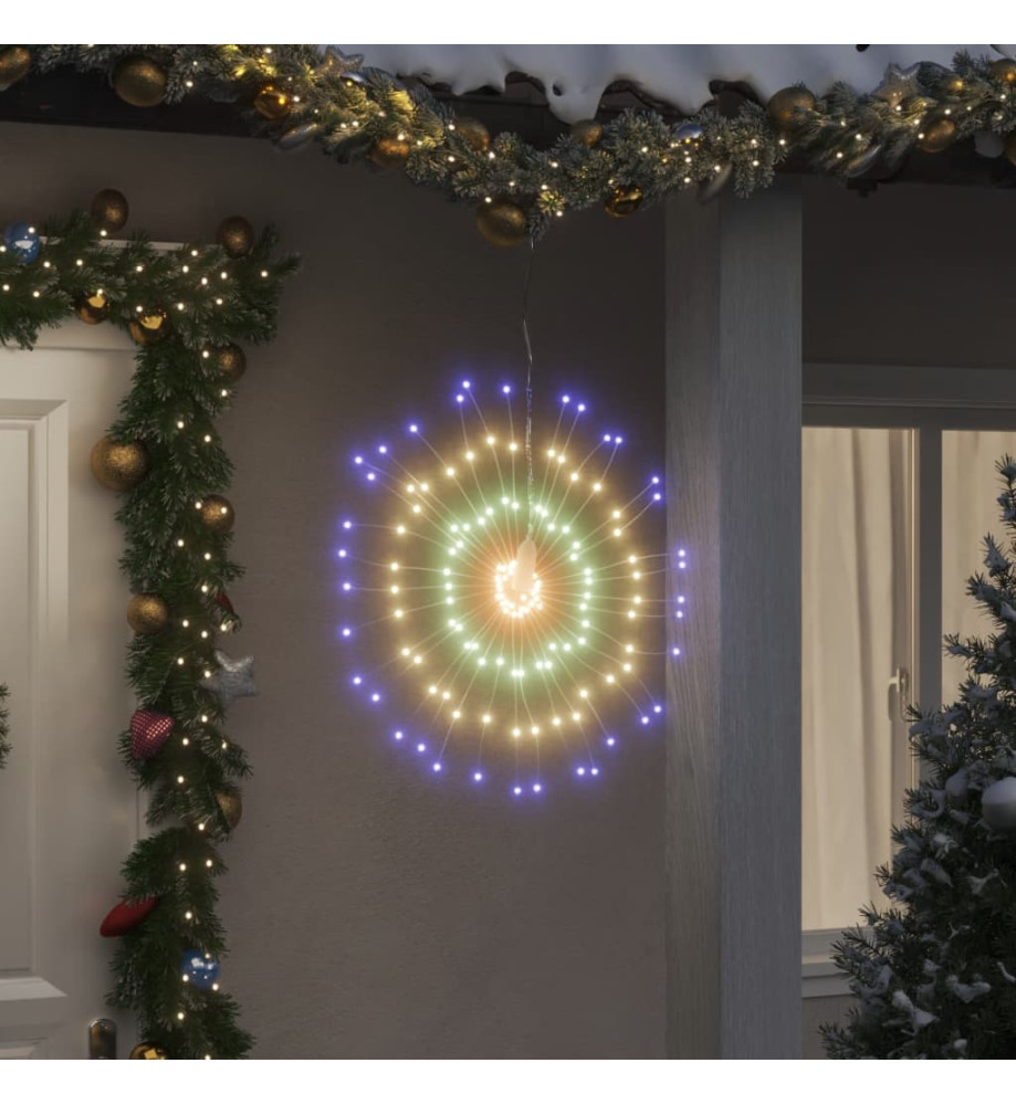 Étoile rayonnante de Noël 140 LED 2 pcs multicolore 17 cm