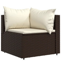 Salon de jardin 3 pcs avec coussins marron résine tressée