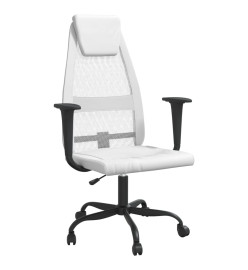 Chaise de bureau blanc tissu en maille et similicuir