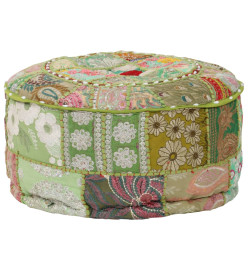 Pouf rond en coton fait à la main 40 x 20 cm Vert