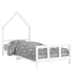 Cadre de lit pour enfants blanc 90x200 cm bois de pin massif