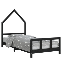 Cadre de lit pour enfants noir 90x190 cm bois de pin massif