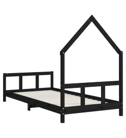 Cadre de lit pour enfants noir 90x190 cm bois de pin massif