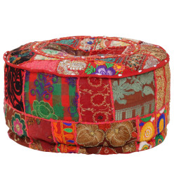 Pouf rond en coton fait à la main 40 x 20 cm Rouge