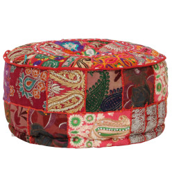 Pouf rond en coton fait à la main 40 x 20 cm Rouge