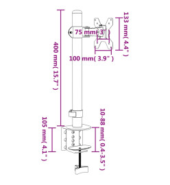 Support de moniteur noir acier VESA 75/100 mm