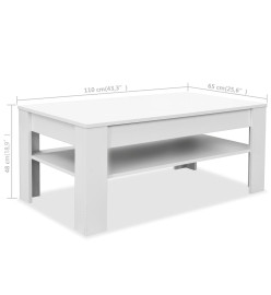 Table basse en aggloméré 110 x 65 x 48 cm Blanc