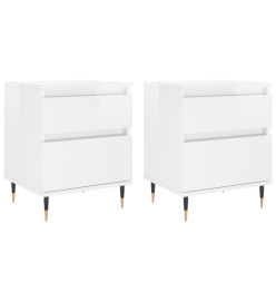 Tables de chevet 2 pcs blanc brillant 40x35x50 cm