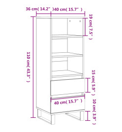 Buffet haut Noir 40x36x110 cm Bois d'ingénierie