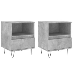 Tables de chevet 2 pcs gris béton 40x35x50 cm bois d’ingénierie