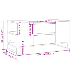 Table basse sonoma gris 102x44,5x50 cm bois d'ingénierie