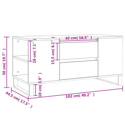 Table basse blanc brillant 102x44,5x50 cm bois d'ingénierie