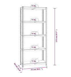 Étagères à 5 niveaux 4pcs Anthracite Acier et bois d'ingénierie