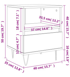 Table de chevet Blanc 40x35x50 cm Bois d’ingénierie