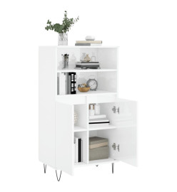 Buffet haut Blanc brillant 60x36x110 cm Bois d'ingénierie