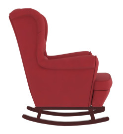 Fauteuil à bascule pieds en bois d'hévéa Rouge bordeaux Velours