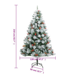 Sapin de Noël artificiel avec pommes de pin et baies 210 cm