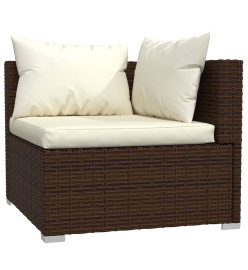 Salon de jardin 8 pcs avec coussins Résine tressée Marron