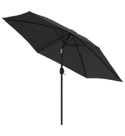 Parasol d'extérieur avec LED et mât en acier 300 cm Anthracite