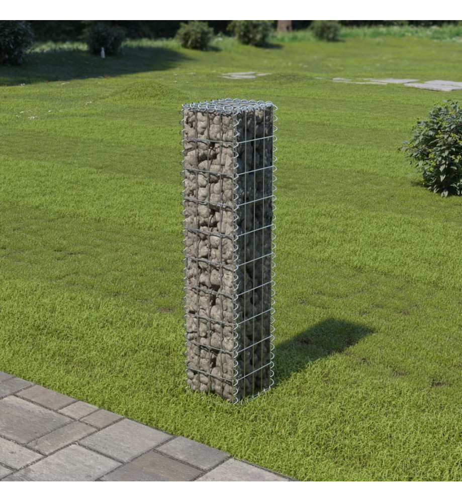 Mur à gabion avec couvercles Acier galvanisé 20 x 20 x 100 cm